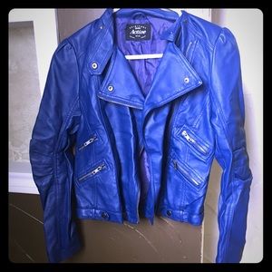 Blue leather jacket